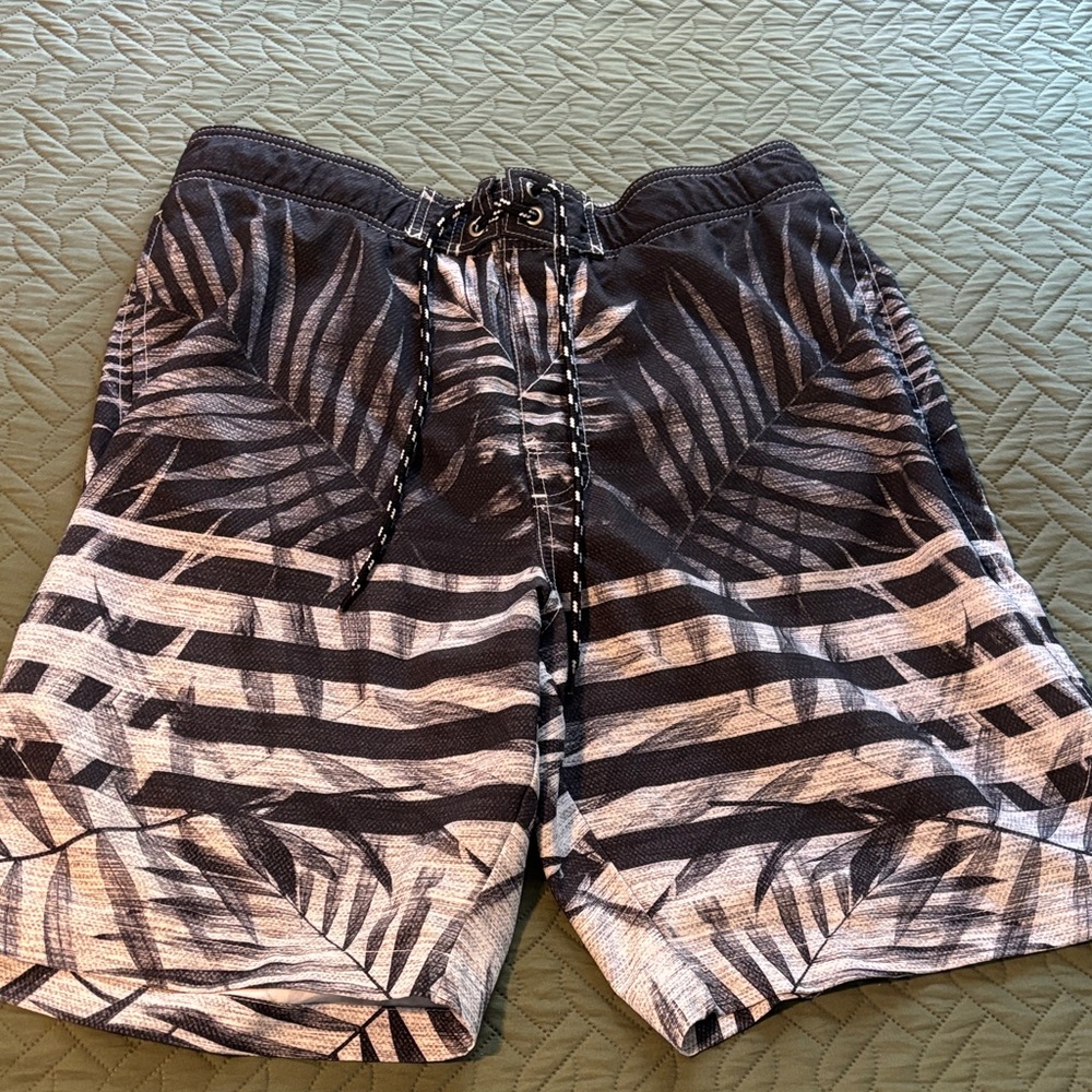 Black and Gray Palm Leaf Shorts